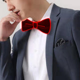 Maxbell 5xLight up Bow Tie Gifts Wedding Neon Bowtie for Fashion Show Bars Cosplay Red