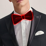 Maxbell 2xLight up Bow Tie Gifts Wedding Neon Bowtie for Fashion Show Bars Cosplay Red