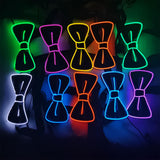 Maxbell 2xLight up Bow Tie Gifts Wedding Neon Bowtie for Fashion Show Bars Cosplay Red