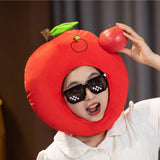 Maxbell 2xBreathable Plush Apple Hat Cap Headdress for Birthday Party Carnival Holiday