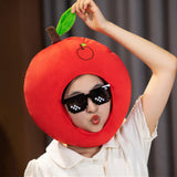 Maxbell 2xBreathable Plush Apple Hat Cap Headdress for Birthday Party Carnival Holiday