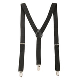Maxbell 2xMens Suspenders Y Type Trousers Braces for Dress Pants Wedding Costume Party Black