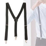 Maxbell 2xMens Suspenders Y Type Trousers Braces for Dress Pants Wedding Costume Party Black