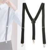 Maxbell 2xMens Suspenders Y Type Trousers Braces for Dress Pants Wedding Costume Party Black