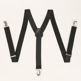 Maxbell 2xMens Suspenders Y Type Trousers Braces for Dress Pants Wedding Costume Party Black