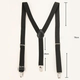 Maxbell 2xMens Suspenders Y Type Trousers Braces for Dress Pants Wedding Costume Party Black