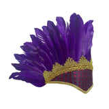 Feather Headdress Chief Indian Hat for Stage Performance Masquerade Festival Purple
