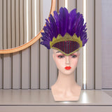 Feather Headdress Chief Indian Hat for Stage Performance Masquerade Festival Purple