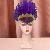 Feather Headdress Chief Indian Hat for Stage Performance Masquerade Festival Purple