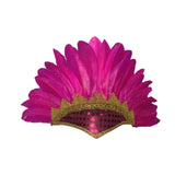 Maxbell Feather Headdress Chief Indian Hat for Stage Performance Masquerade Festival Rose Red