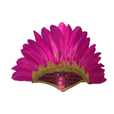 Maxbell Feather Headdress Chief Indian Hat for Stage Performance Masquerade Festival Rose Red