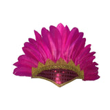 Maxbell Feather Headdress Chief Indian Hat for Stage Performance Masquerade Festival Rose Red