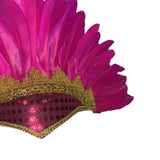 Maxbell Feather Headdress Chief Indian Hat for Stage Performance Masquerade Festival Rose Red