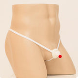 Maxbell Mens Santa Hat Thongs T Back Thongs Xmas Brief for Club Honeymoon Night White