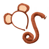 Maxbell 4xMonkey Ears and Tail Set Cute for Masquerade Animals Themed Parties Festival