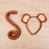 Maxbell 4xMonkey Ears and Tail Set Cute for Masquerade Animals Themed Parties Festival