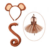 Maxbell 4xMonkey Ears and Tail Set Cute for Masquerade Animals Themed Parties Festival