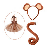 Maxbell 4xMonkey Ears and Tail Set Cute for Masquerade Animals Themed Parties Festival