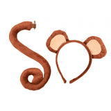 Maxbell 4xMonkey Ears and Tail Set Cute for Masquerade Animals Themed Parties Festival