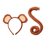 Maxbell 4xMonkey Ears and Tail Set Cute for Masquerade Animals Themed Parties Festival