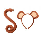 Maxbell 3xMonkey Ears and Tail Set Cute for Masquerade Animals Themed Parties Festival