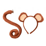 Maxbell 4xMonkey Ears and Tail Set Cute for Masquerade Animals Themed Parties Festival