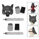 Maxbell 2xWolf Tail and Gloves Set Werewolf Cosplay Masquerade for Party Festival Prom with Mask 23cmx23cm