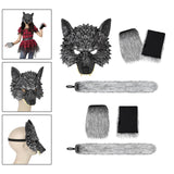 Maxbell 2xWolf Tail and Gloves Set Werewolf Cosplay Masquerade for Party Festival Prom with Mask 23cmx23cm