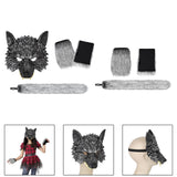 Maxbell 2xWolf Tail and Gloves Set Werewolf Cosplay Masquerade for Party Festival Prom with Mask 23cmx23cm