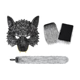 Maxbell 2xWolf Tail and Gloves Set Werewolf Cosplay Masquerade for Party Festival Prom with Mask 23cmx23cm