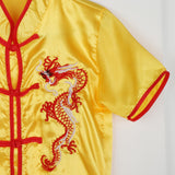 Chinese Traditional Wushu Costume Apparel for Adult Kid Women Boys Girls Yellow 140