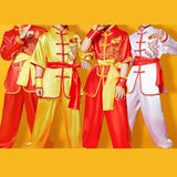 Chinese Traditional Wushu Costume Apparel for Adult Kid Women Boys Girls Yellow 140