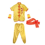 Chinese Traditional Wushu Costume Apparel for Adult Kid Women Boys Girls Yellow 140