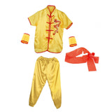 Chinese Traditional Wushu Costume Apparel for Adult Kid Women Boys Girls Yellow 140