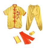 Chinese Traditional Wushu Costume Apparel for Adult Kid Women Boys Girls Yellow 140