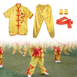 Chinese Traditional Wushu Costume Apparel for Adult Kid Women Boys Girls Yellow 140