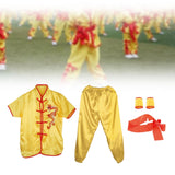 Chinese Traditional Wushu Costume Apparel for Adult Kid Women Boys Girls Yellow 140
