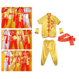 Chinese Traditional Wushu Costume Apparel for Adult Kid Women Boys Girls Yellow 140