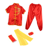 Chinese Traditional Wushu Costume Apparel for Adult Kid Women Boys Girls Red 150