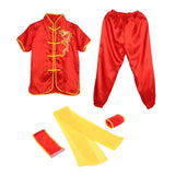 Chinese Traditional Wushu Costume Apparel for Adult Kid Women Boys Girls Red 150
