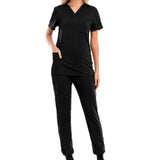 Maxbell 2xNursing Uniforms Scrub Set Top and Drawstring Trouser V Neck for Cosmetology