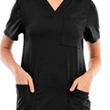 Maxbell 2xNursing Uniforms Scrub Set Top and Drawstring Trouser V Neck for Cosmetology