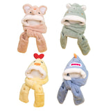 Maxbell Kids Winter Hat Scarf Gloves Set Funny Headwear Neck Scarf Plush Animals Hat Duck