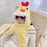Maxbell Kids Winter Hat Scarf Gloves Set Funny Headwear Neck Scarf Plush Animals Hat Duck