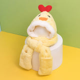 Maxbell Kids Winter Hat Scarf Gloves Set Funny Headwear Neck Scarf Plush Animals Hat Duck