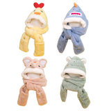 Maxbell Kids Winter Hat Scarf Gloves Set Funny Headwear Neck Scarf Plush Animals Hat Duck