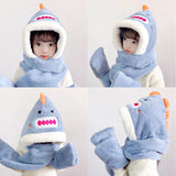 Maxbell Kids Winter Hat Scarf Gloves Set Funny Headwear Neck Scarf Plush Animals Hat Crocodile