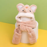 Maxbell Kids Winter Hat Scarf Gloves Set Funny Headwear Neck Scarf Plush Animals Hat Elephant