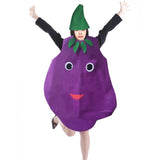 Maxbell 2xAdult Food Costume Cartoon Dress up Props Slip on Halloween Costumes Outfit Eggplant