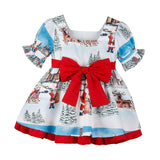 Maxbell Baby Girl Christmas Dress Smocked Dress Costume Santa Reindeer Dress 90cm